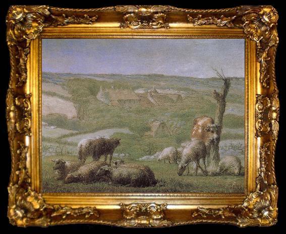 framed  Jean Francois Millet The field with house, ta009-2